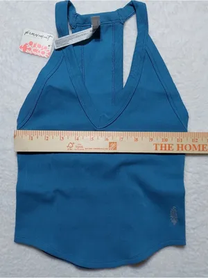 NWT Free People FP Movement All Clear V Neck Razorback Cami Tank in Blue M/L thumbnail 6