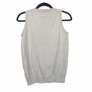 ZARA Sleeveless Cotton Knit Sweater Vest Rib Trim Pullover Lightweight L Cream thumbnail 11