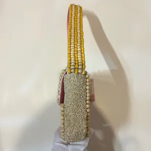Handcrafted in India Viral Wooden Beaded Colorful Pink Pastel Shoulder Bag Purse thumbnail 7
