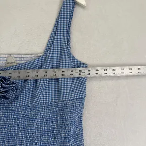 Maeve Anthropologie Blue Gingham Smocked Rosette‎ Mini Dress XL NWT thumbnail 4