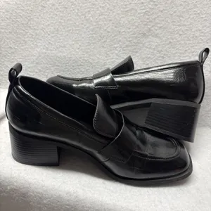 Abercrombie & Fitch Black Block Heeled Loafer Faux Leather Women’s Size 7 Y2K thumbnail 5