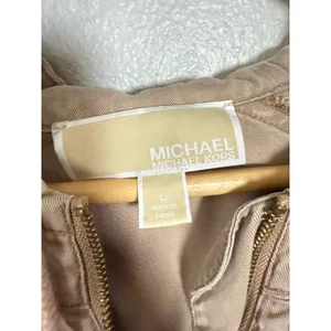 Michael Kors Womens Tan Lyocell Hooded‎ Anorak Jacket Drawstring Waist Large thumbnail 5