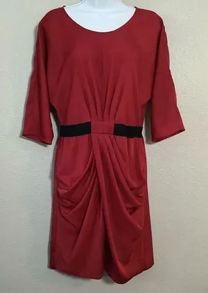 Red Christmas Party Holiday Mrs. Claus Santa Dress M/L‎ Preppy Old Money Retro thumbnail 1