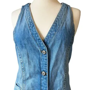 Free People We The Free Out Of Office Vest Dress in Busy Blue thumbnail 3