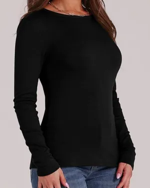 Wuhoupro‎ Women's Size Medium Long Sleeve T-Shirt Fleece Lined Black Microfiber thumbnail 1