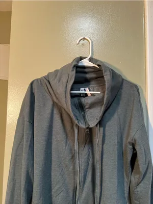 Z by Zella Women's Size Medium Cowl Neck Sweatshirt Charcoal Gray Full Zip thumbnail 2