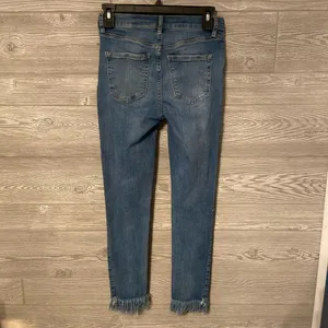 Free People Distressed Skinny Jeans Blue Frayed Fringe Hem Size 27‎ High Rise thumbnail 3