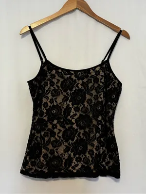 Venus Black Lace Camisole Office Siren Whimsy Goth Mob Wife Indie Sleaze size M thumbnail 2