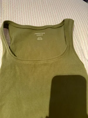 American Eagle Outfitters Olive Ribbed Scoop Tank thumbnail 2
