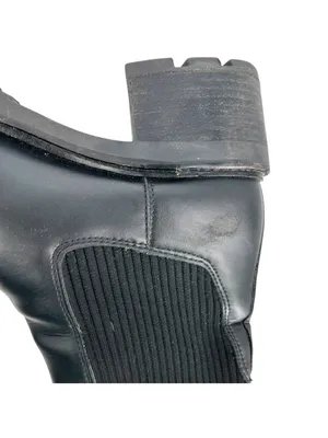 Steve Madden Kiley Black Leather Knit Block Heel Ankle Boots Size 9 thumbnail 11