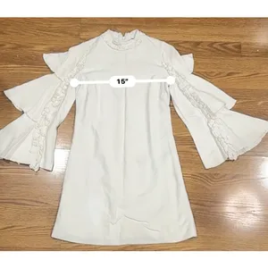 Alexis London Ivory Tiered Mini Dress Long Sleeve Flare Dress XS thumbnail 4