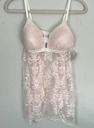 Secret Treasures NEW Pink Lace Babydoll Sz Medium 8/10 thumbnail 1