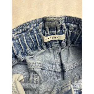 PacSun Womens Mom Jeans Light Wash High‎ Rise Elastic Waist Denim Size L thumbnail 2