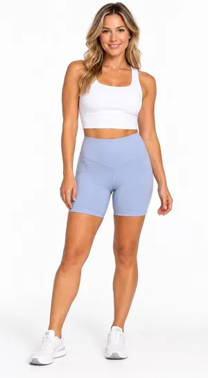 Aerie Light Blue High Rise Bike Shorts thumbnail 1