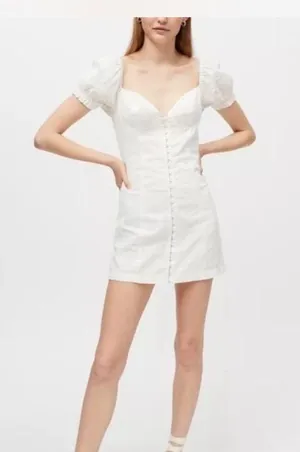 Urban outfitters white linen dress Britney hook and eye thumbnail 4