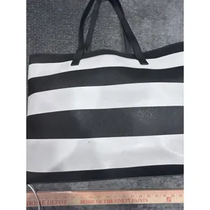 Michael Kors Black White Striped Large Tote Bag Shopper Shoulder Purse thumbnail 7