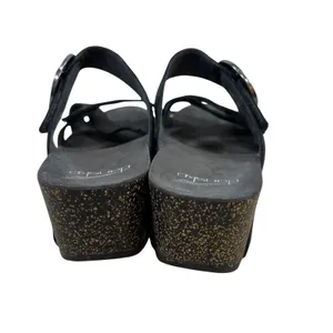 Dansko Tiffani Black‎ Metallic Leather Wedge Sandals Buckle Slide 3420820200 39 thumbnail 4