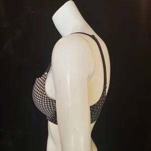 Victoria's Secret Push-Up Black & White Houndstooth & Floral Bra (32C) thumbnail 3