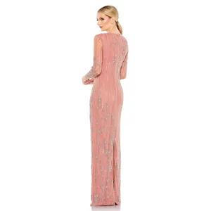 Mac Duggal Embellished‎ High Neck Illusion Long Sleeve Gown 11136 NWT 12 thumbnail 3