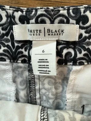 White House Black Market Black & White Patterned High Waist Shorts thumbnail 2