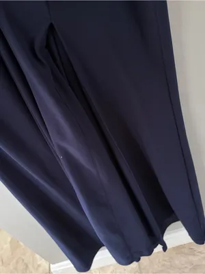 Lauren Ralph Lauren Navy Embellished Ruched Maxi Dress Sleeveless Gown 10 thumbnail 7