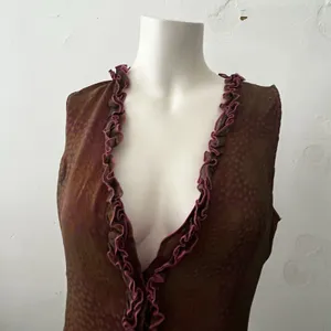 Y2K Silk Floral Fairy Top S Silk Ruffled Romantic Coquette Boho Hippie Celestial thumbnail 6