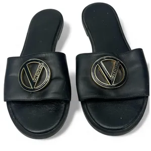 Valentino 7 Bugola Slide Sandal black logo hardware slip-on design Womens Flat thumbnail 4