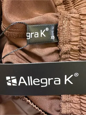 Allegra K Coffee Brown Drawstring Elastic Waist Tassel Satin Jogger Pants Sz XS thumbnail 11