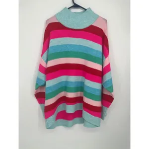Cabana Crown & Ivy Striped Mock Neck Sweater Oversized Women L Multicolor Soft thumbnail 2