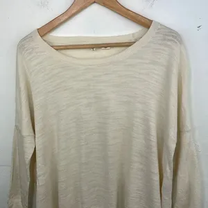 Anthropologie Moth Womans Ivory Tan Sweater Oversized Long Tunic Slits size XS thumbnail 2