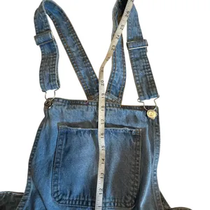 Bershka Denim Shortalls Light Wash Distressed Jean Overalls Womens Size Small thumbnail 6