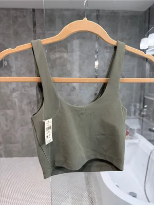 Aerie Offline Olive Green Scoop Neck Crop Tank Top - Women's XXS (new with tags) thumbnail 7