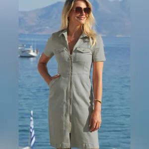 🍒🌸AMTIOUS green zip front denim dress✨ thumbnail 10