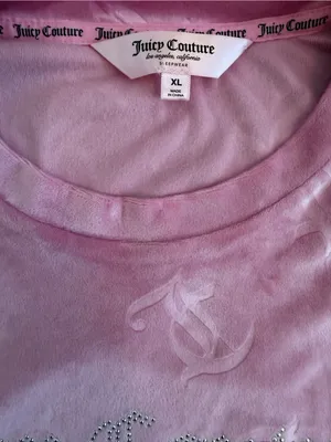 Juicy Couture Pink Velour Rhinestone Logo Pullover Sweatshirt XL thumbnail 4