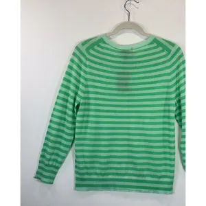 NWT J.CREW Womens Cardigan Green Italian Cashmere Knit Striped Sweater Large thumbnail 9
