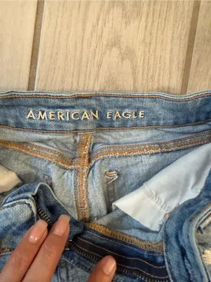 American Eagle Outfitters Distressed Light Blue High-Rise Denim Shorts thumbnail 3