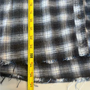 BDG‎ Urban Outfitters Navy Plaid Hi-Low Flannel Shirt Frayed Grunge Size 0439 thumbnail 8