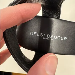 Kelsi Dagger Black Leather Peep Toe Wood Platform Heels Womens 5.5 Clog Fall thumbnail 4