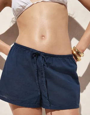 J.Crew Mini Beach Short Indigo Cotton Voile Navy Blue Resort Vacation XXS NWT thumbnail 1