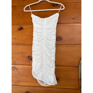 Lulus Flawless Sensation White Mesh Ruched Asymmetrical Mini Dress Strapless XS thumbnail 5