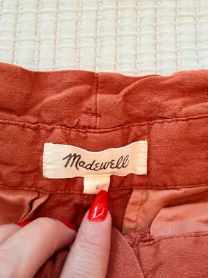 Madewell Cropped Linen Blend Paperbag Waist Pants - Rust Orange Size 2 thumbnail 6