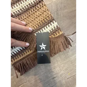 NWT Primadonna Collection Woven‎ Raffia Fringe Clutch – Marrone/Tan thumbnail 2