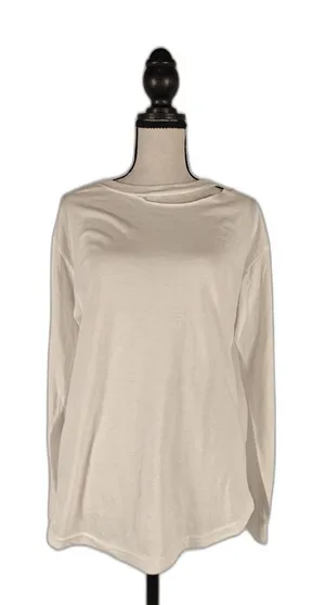 Women’s, Sub_Urban Riot, Cutout Boat-Neck Long-Sleeve Top, White, Small thumbnail 1