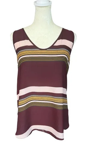 LOFT Outlet plum sheer-like v-neck sleeveless tank top women's size Small thumbnail 1