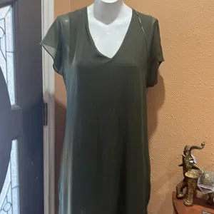 Zara green midi short sleeve dress thumbnail 3