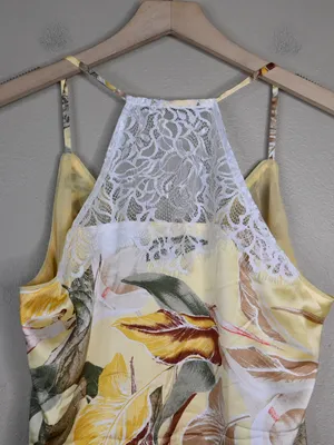 WHBM Women's M Lace Racer Back Floral Havana Print Flowy Lined Camisole Tank thumbnail 4