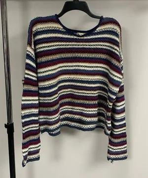 Vintage County Seat Crop Striped Sweater Size L thumbnail 1