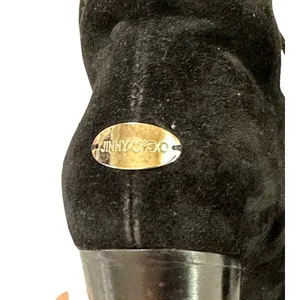 Jimmy Choo Elba 95 Black Suede Fur Pom Pom Lace-Up Boots Size IT‎ 37 US 7 thumbnail 4