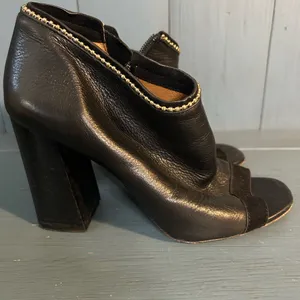 Coach Black Leather Open-Toe Ankle Boots | Size 7 thumbnail 2