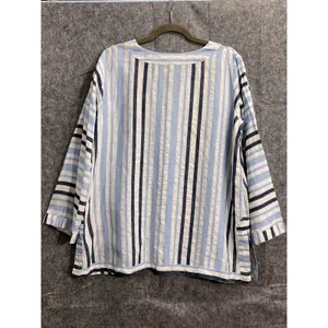 Pomegranate 100% Linen Striped Tunic Top Blue White S‎ thumbnail 2